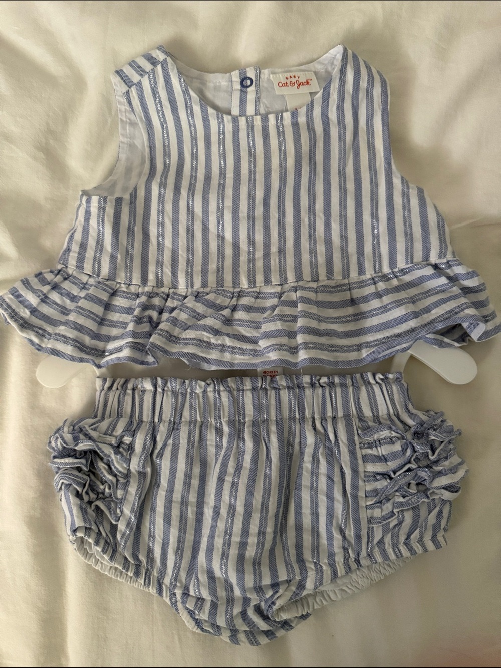 Cat & Jack Blue and White Striped Ruffle Two-Piece Set